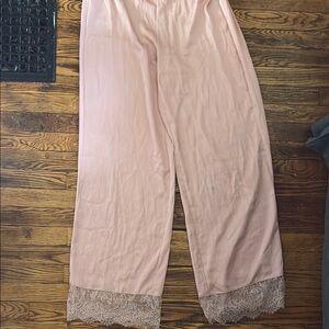 Victoria’s Secret Pink Wide-Leg Pants with Lace Trim XS